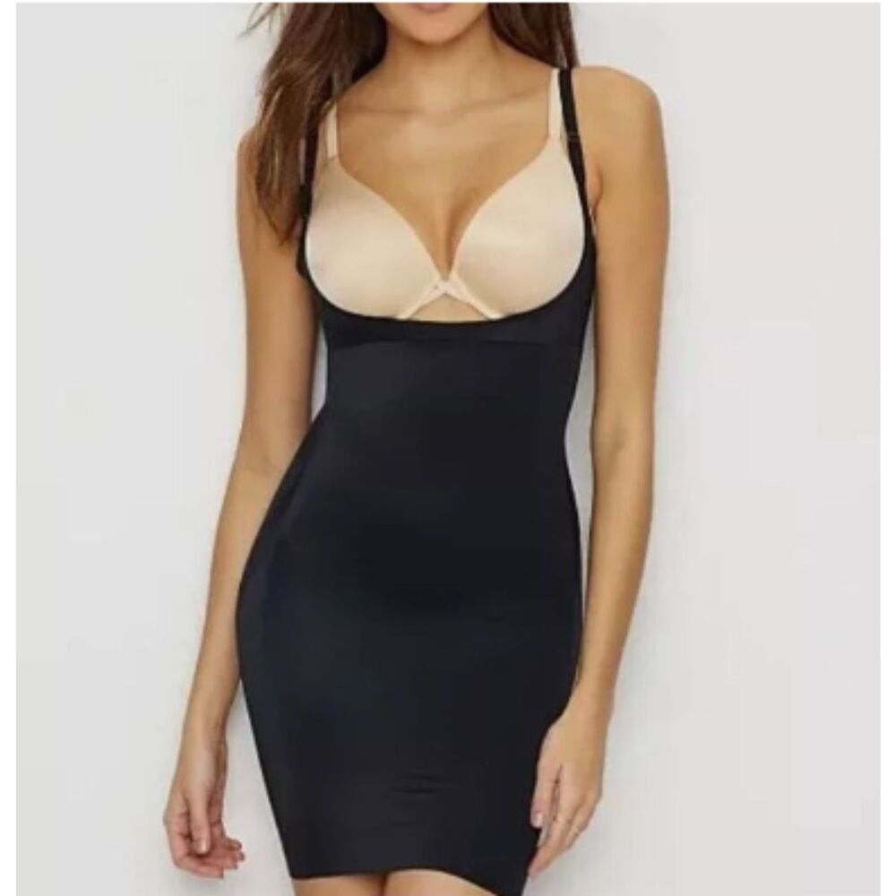 SPANX SmartGrip™ Slip 1X Open-Bust Full Slip Very Black Retail $88 NWT